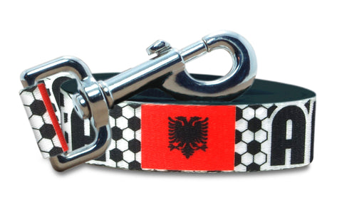 Albania Dog Leash for Soccer Fans | Black or Pink | 6 or 4 Foot Albania Dog Leash for Soccer Fans | Black or Pink | 6 or 4 Foot