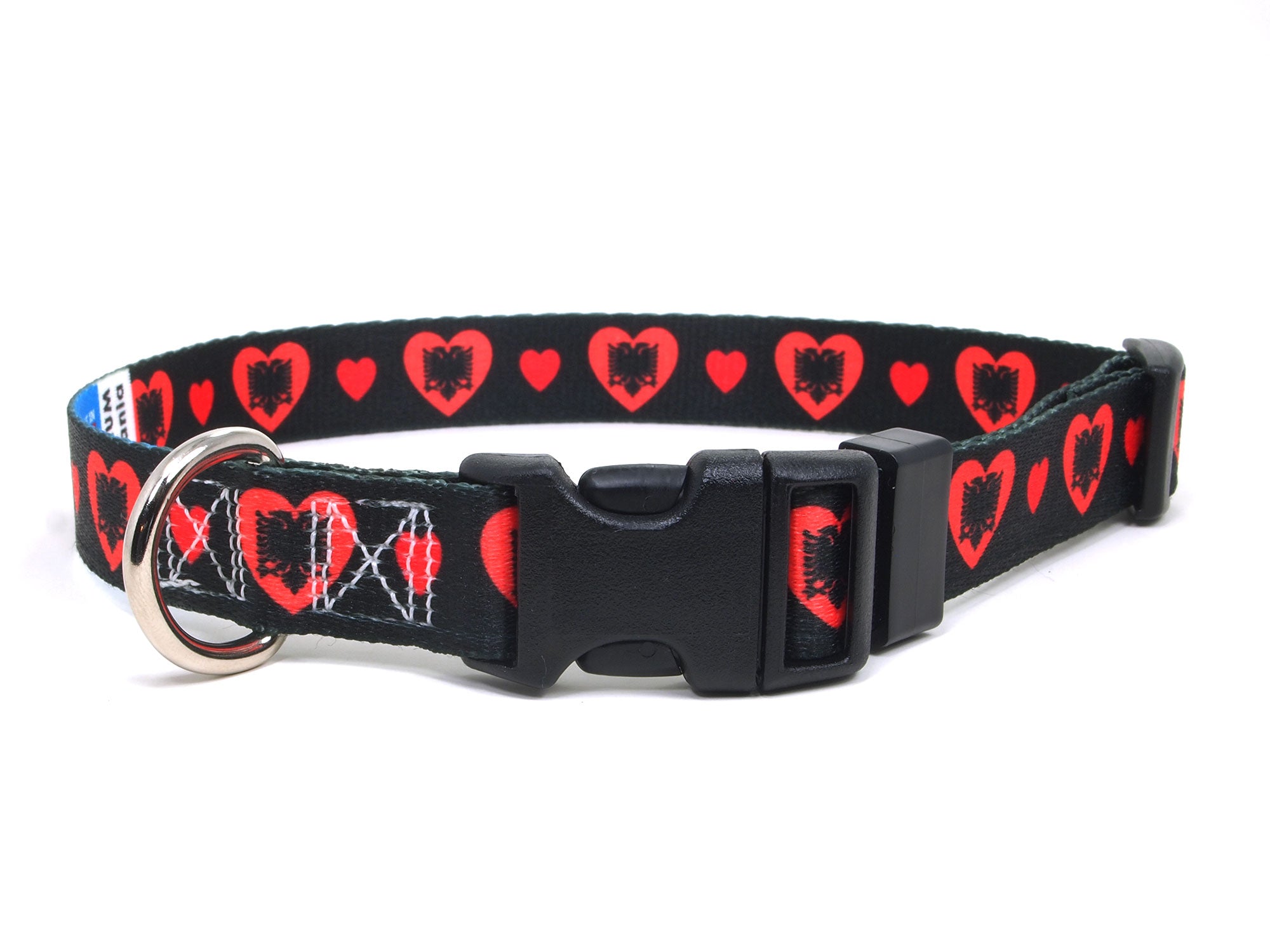 Dog Collar with Albania Hearts Pattern in black Dog Collar with Albania Hearts Pattern in black