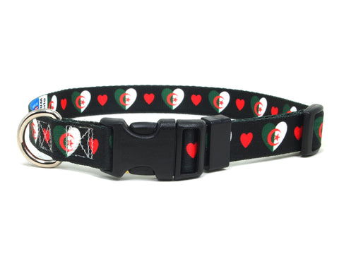 Dog Collar with Algeria Hearts Pattern in black Dog Collar with Algeria Hearts Pattern in black