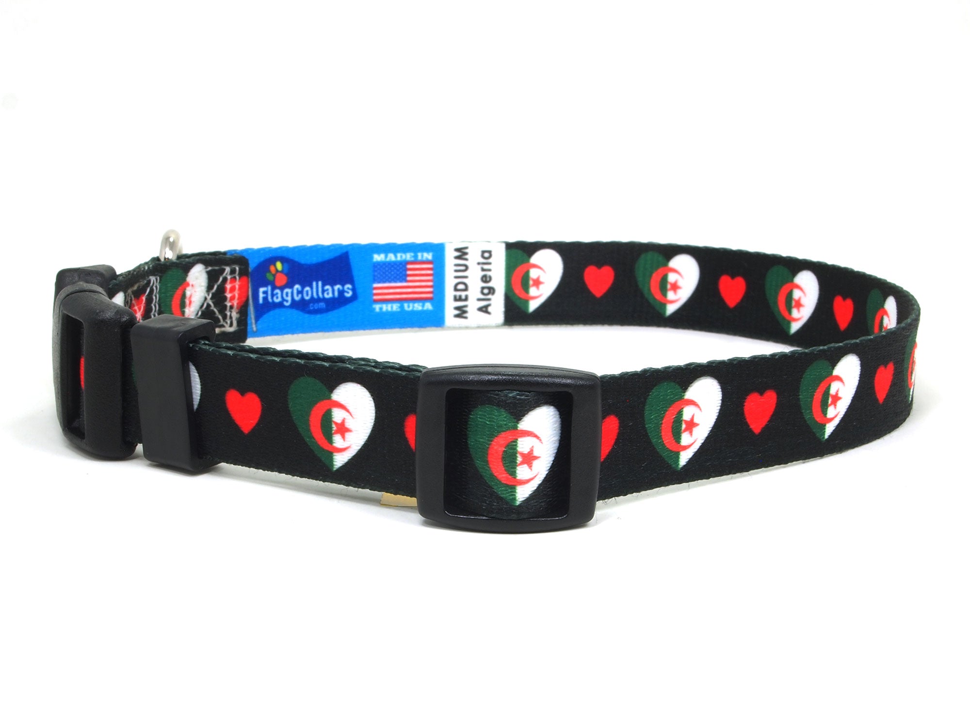 Dog Collar with Algeria Hearts Pattern in black Dog Collar with Algeria Hearts Pattern in black