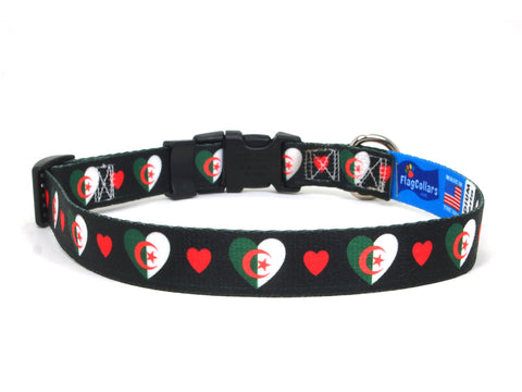 Dog Collar with Algeria Hearts Pattern in black Dog Collar with Algeria Hearts Pattern in black