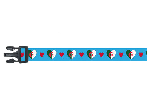 Dog Collar with Algeria Hearts Pattern in blue Dog Collar with Algeria Hearts Pattern in blue