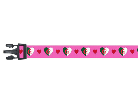 Dog Collar with Algeria Hearts Pattern in pink Dog Collar with Algeria Hearts Pattern in pink