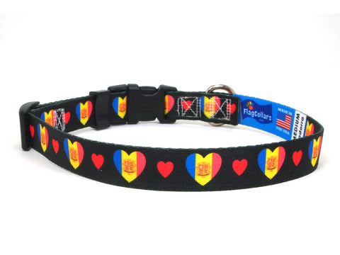 Dog Collar with Andorra Hearts Pattern in black Dog Collar with Andorra Hearts Pattern in black