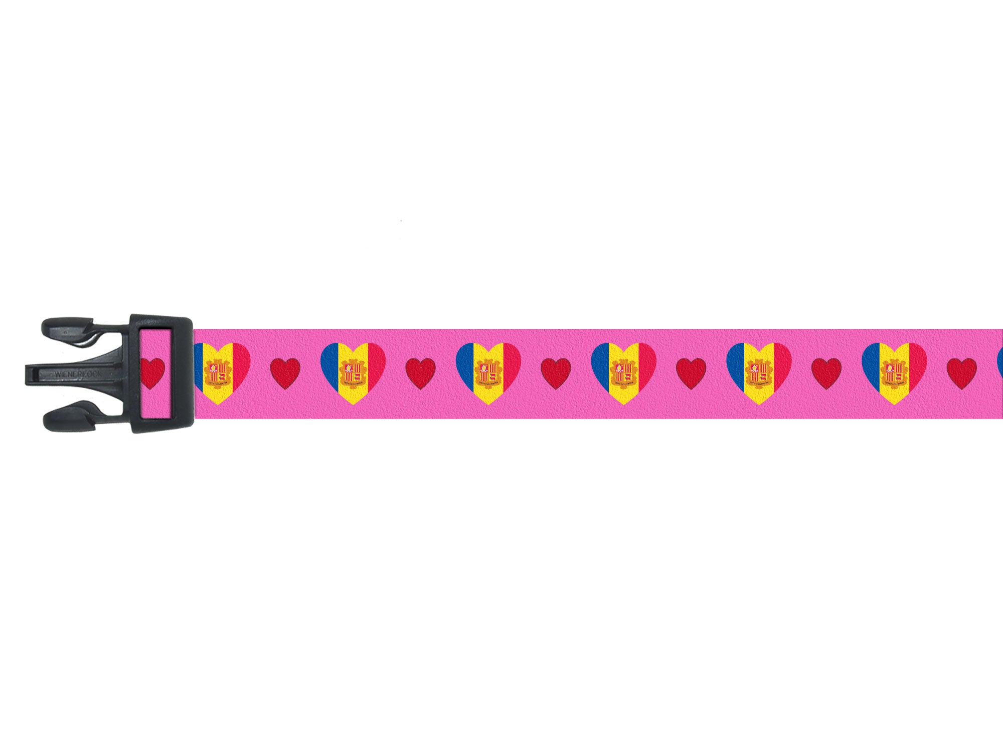 Dog Collar with Andorra Hearts Pattern in pink Dog Collar with Andorra Hearts Pattern in pink