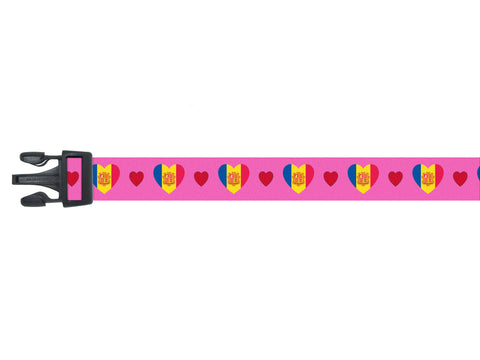 Dog Collar with Andorra Hearts Pattern in pink Dog Collar with Andorra Hearts Pattern in pink