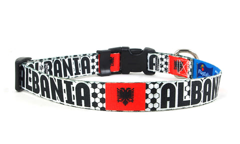 Albania Dog Collar for Soccer Fans | Black or Pink | Quick Release or Martingale Style | Made in NJ, USA Albania Dog Collar for Soccer Fans | Black or Pink | Quick Release or Martingale Style | Made in NJ, USA