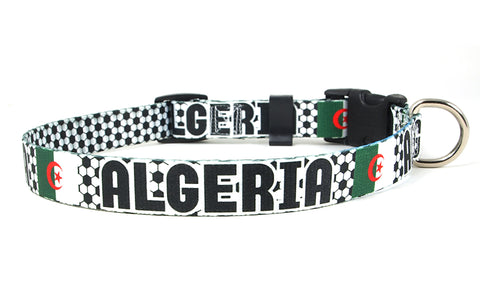 Algeria Dog Collar for Soccer Fans | Black or Pink | Quick Release or Martingale Style | Made in NJ, USA Algeria Dog Collar for Soccer Fans | Black or Pink | Quick Release or Martingale Style | Made in NJ, USA