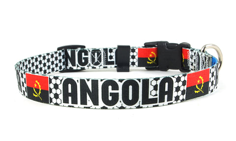 Angola Dog Collar for Soccer Fans | Black or Pink | Quick Release or Martingale Style | Made in NJ, USA Angola Dog Collar for Soccer Fans | Black or Pink | Quick Release or Martingale Style | Made in NJ, USA