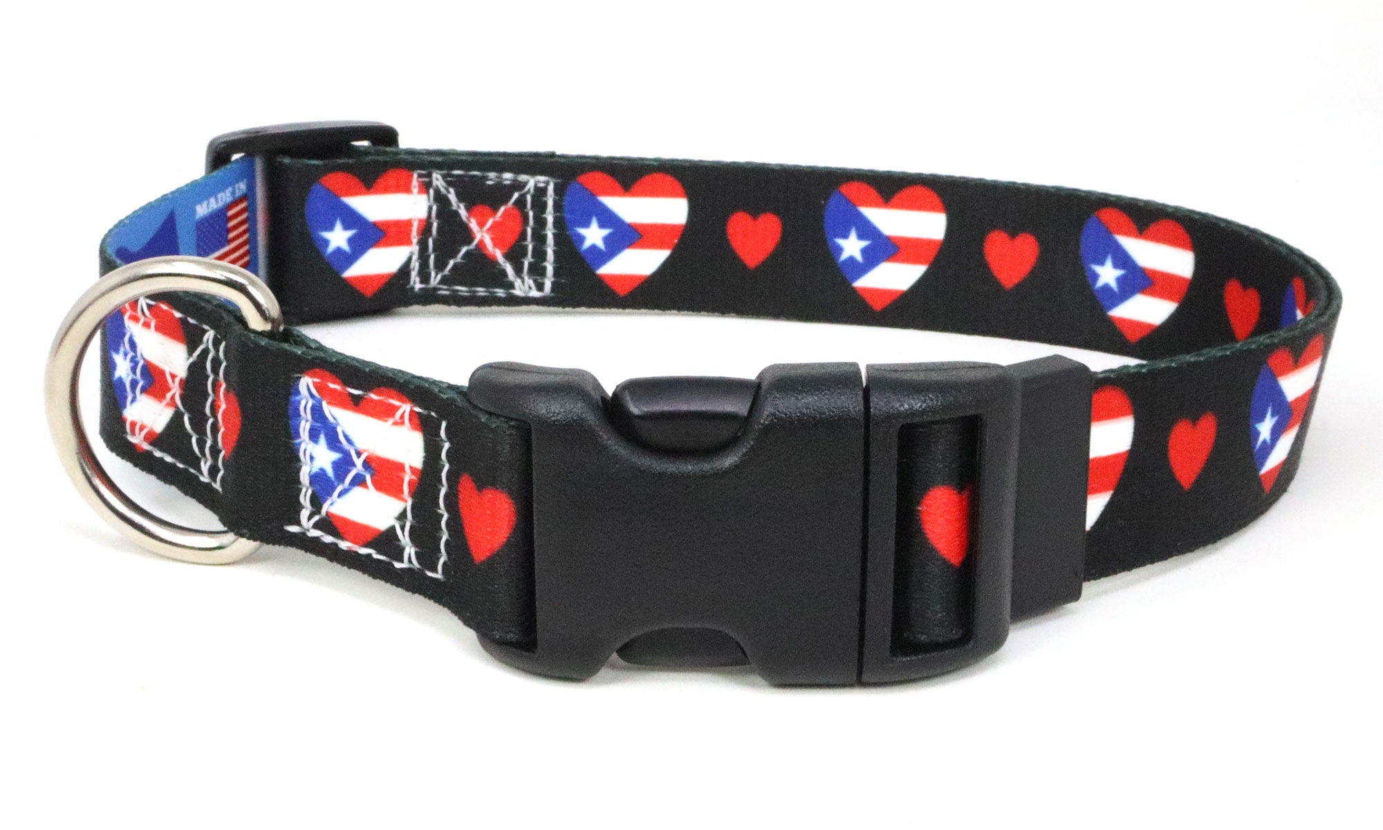 I Love Puerto Rico Dog Collar | Quick Release Buckle or Martingale Style