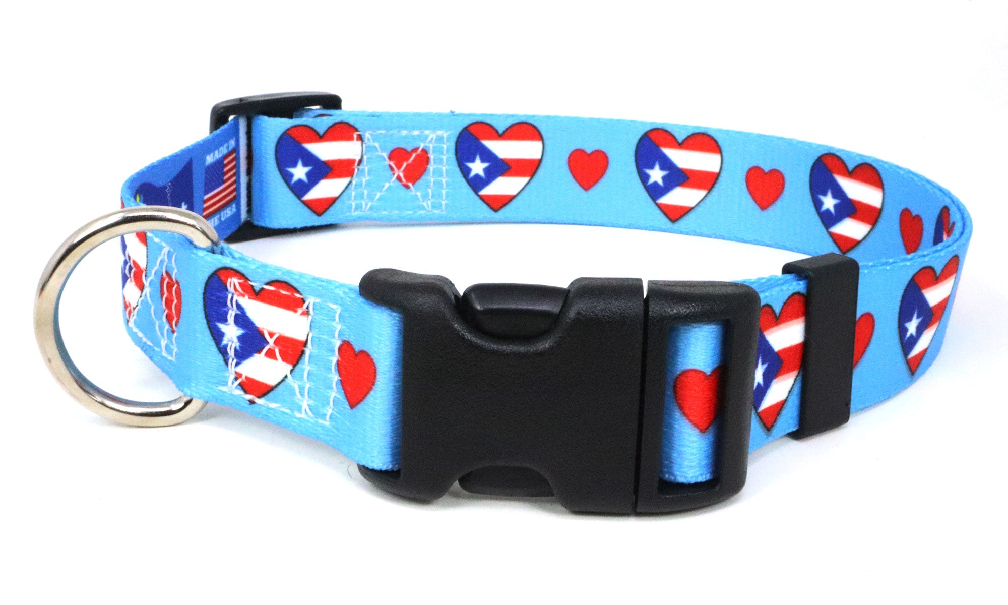 I Love Puerto Rico Dog Collar | Quick Release Buckle or Martingale Style