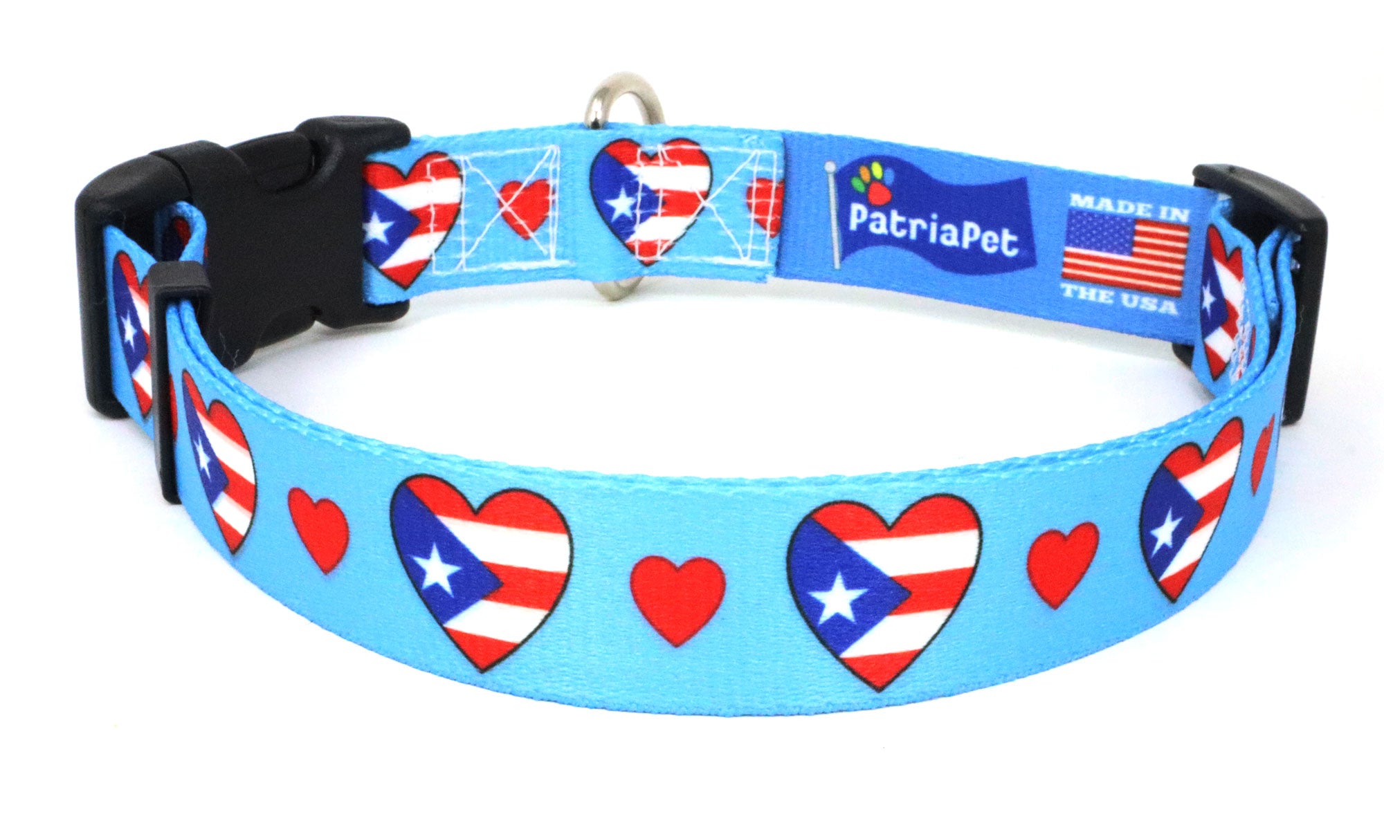 I Love Puerto Rico Dog Collar | Quick Release Buckle or Martingale Style
