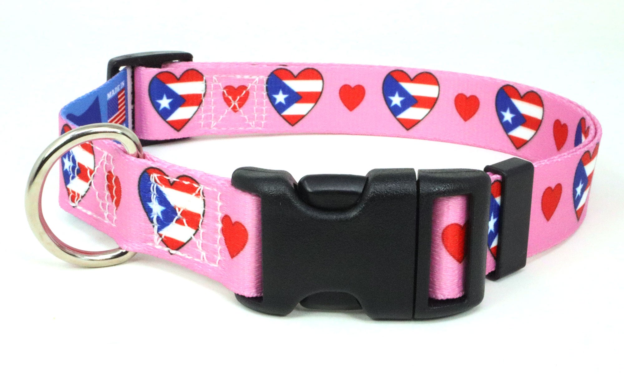 I Love Puerto Rico Dog Collar | Quick Release Buckle or Martingale Style