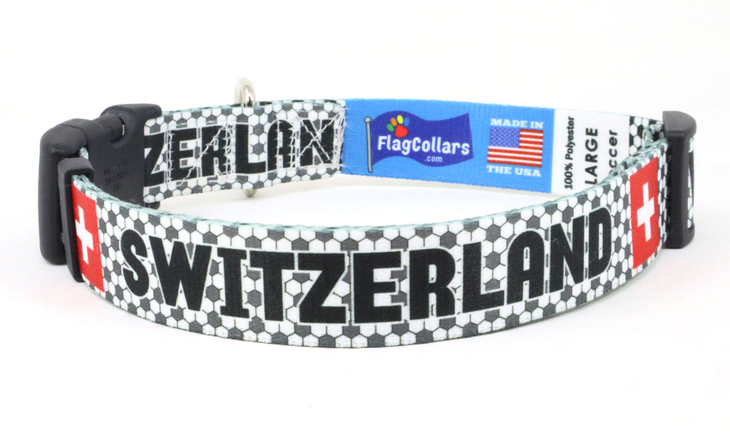 Dog Collar for the Soccer Fan | Switzerland Flag | Quick Release or Martingale Style