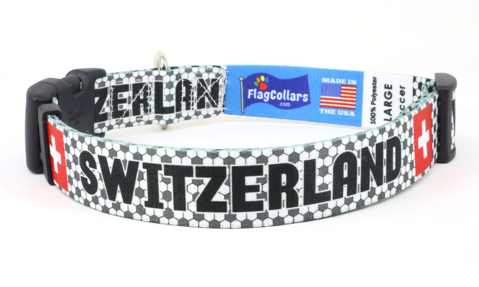 Dog Collar for the Soccer Fan | Switzerland Flag | Quick Release or Martingale Style