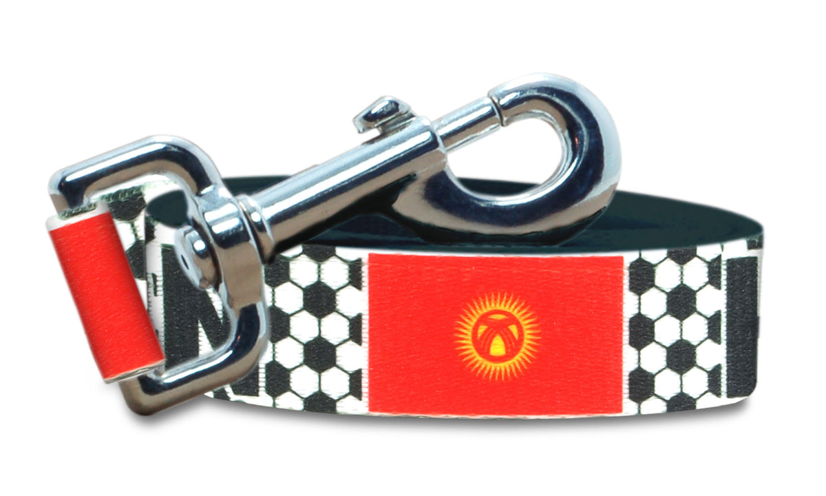 Kyrgyzstan Dog Leash for Soccer Fans | Black or Pink | 6 or 4 Foot