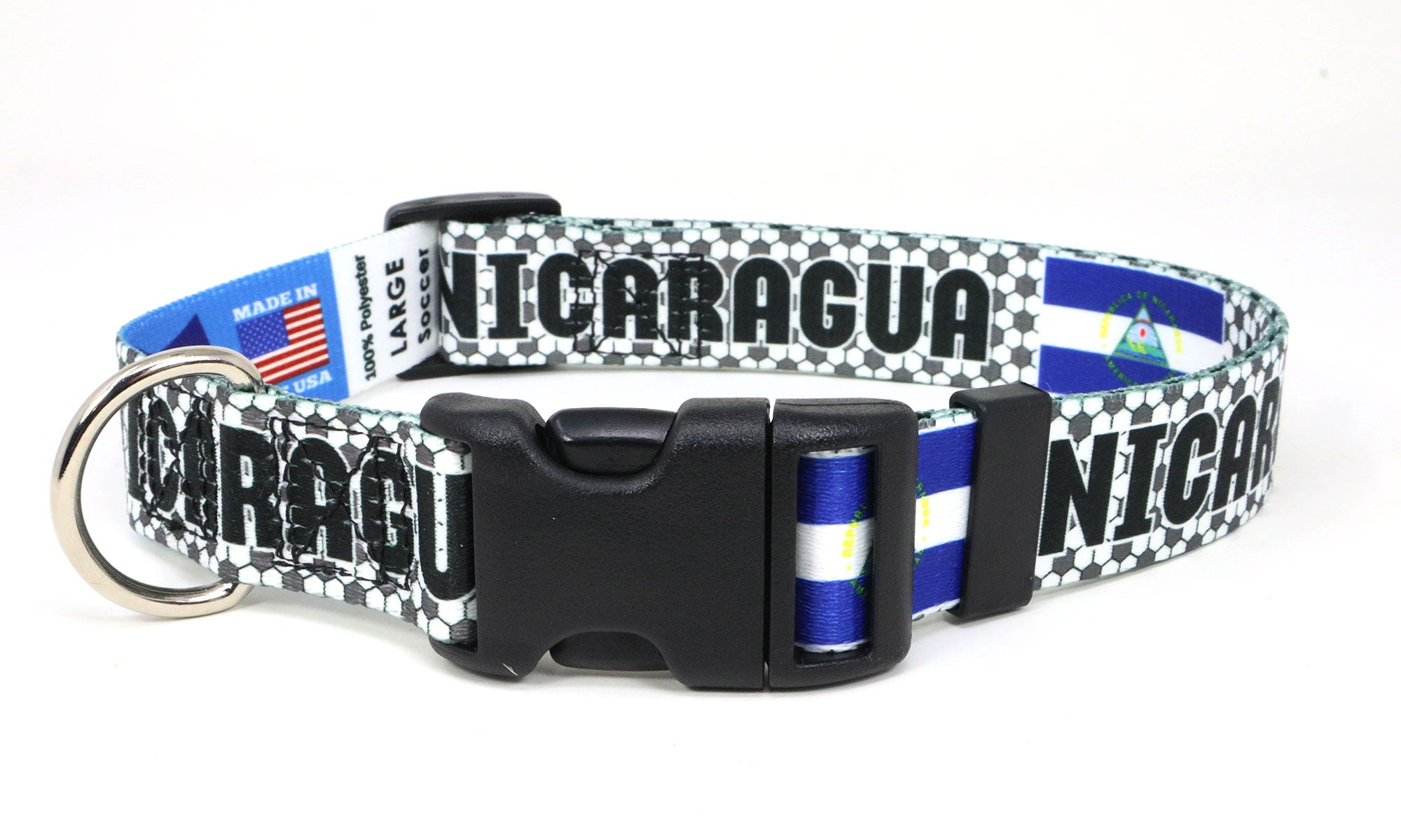 Nicaragua  Dog Collar for Soccer Fans  | Quick Release or Martingale Style