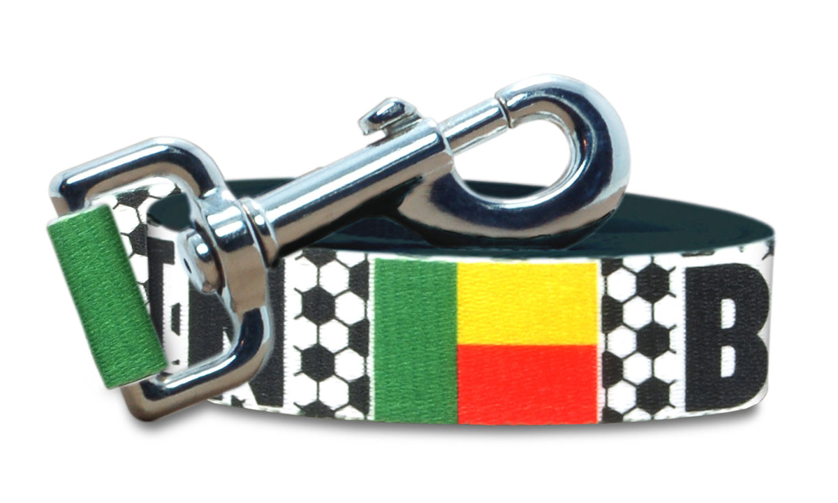 Benin Dog Leash for Soccer Fans | Black or Pink | 6 or 4 Foot
