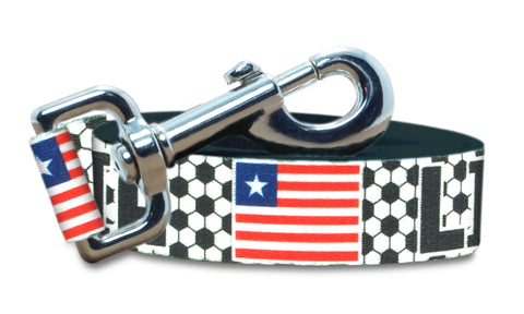 Liberia Dog Leash for Soccer Fans | Black or Pink | 6 or 4 Foot