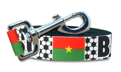 Burkinafaso Dog Leash for Soccer Fans | Black or Pink | 6 or 4 Foot