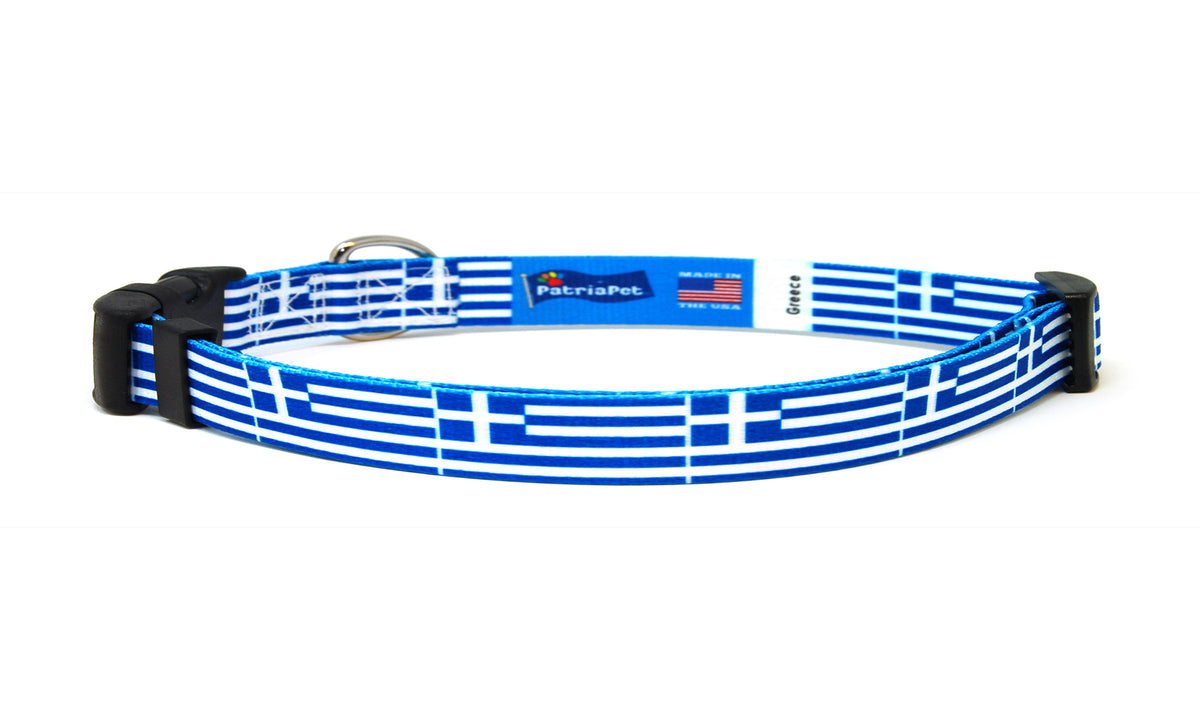 Cat Collar with Greece Flag | Great For National Holidays, Festivals, Parades, Sporting Events, Pride Events