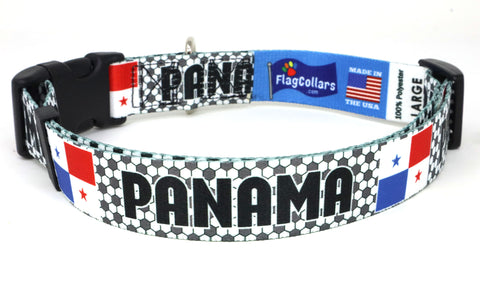 Panama  Dog Collar for Soccer Fans | Black or Pink | Quick Release or Martingale Style | Made in NJ, USA