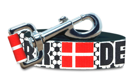 Denmark Dog Leash for Soccer Fans | Black or Pink | 6 or 4 Foot