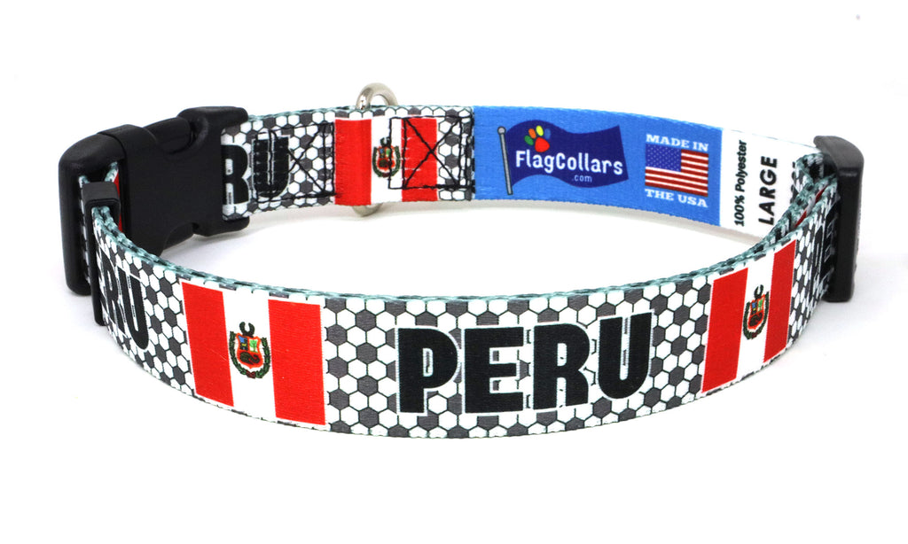 Peru  Dog Collar for Soccer Fans  | Quick Release or Martingale Style