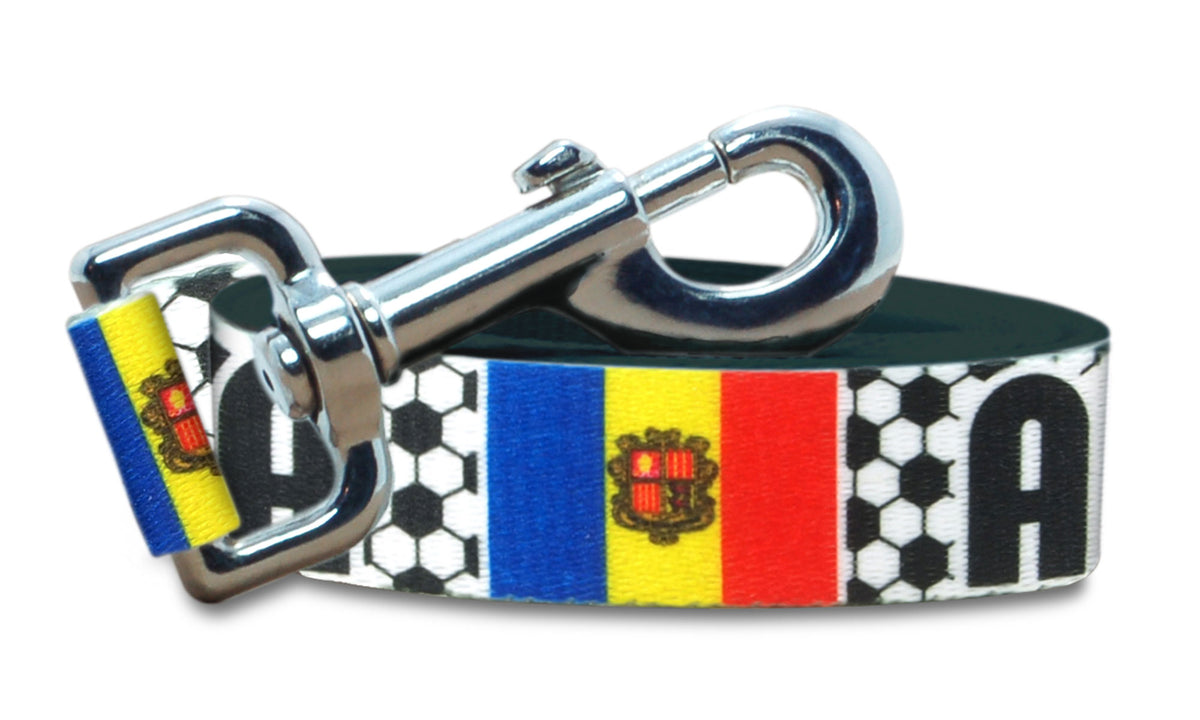 Andorra Dog Leash for Soccer Fans | Black or Pink | 6 or 4 Foot