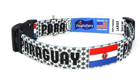 Paraguay  Dog Collar for Soccer Fans | Black or Pink | Quick Release or Martingale Style | Made in NJ, USA