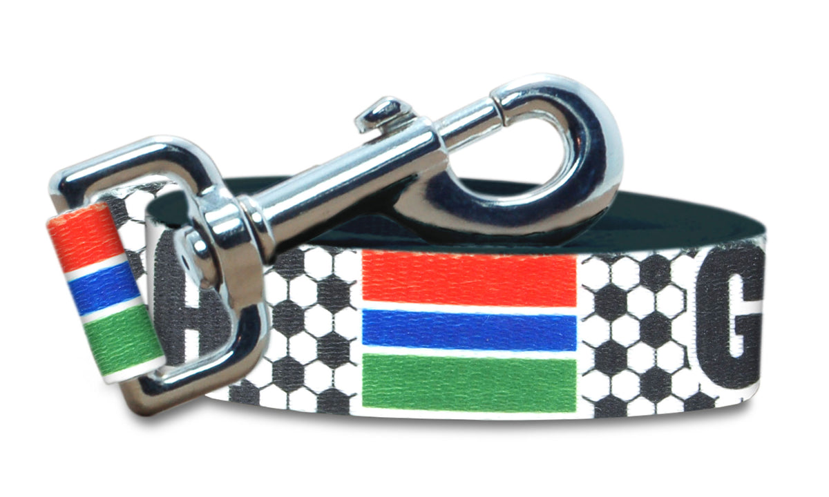 Gambia Dog Leash for Soccer Fans | Black or Pink | 6 or 4 Foot