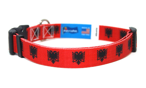 Albania Dog Collar | Buckle or Martingale Style | Albania Dog Collar