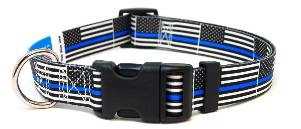 Dog Collar with Thin Blue Line USA Flag