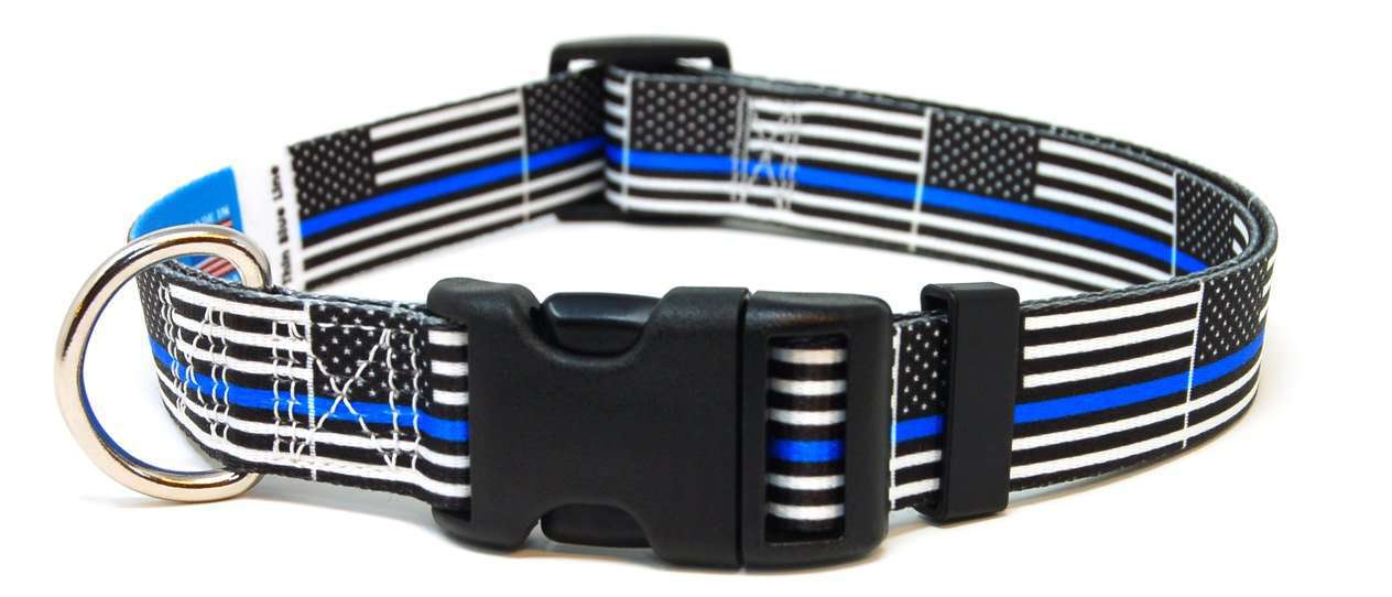 Dog Collar with Thin Blue Line USA Flag