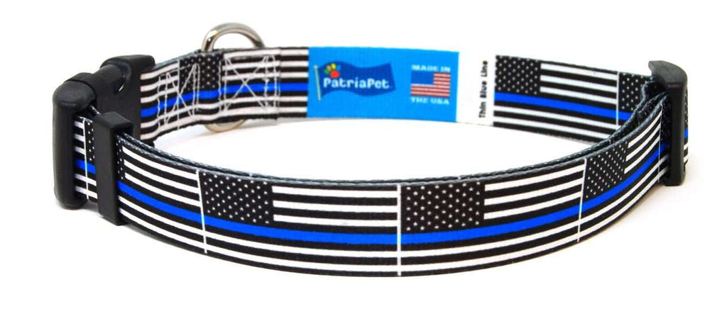 Dog Collar with Thin Blue Line USA Flag
