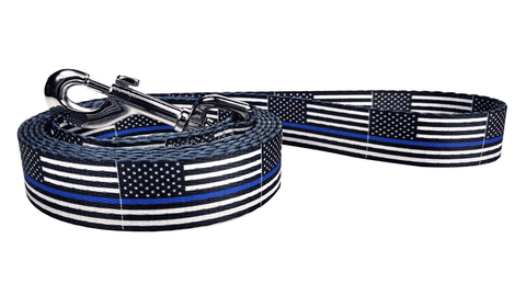 Dog Collars and Leash Set | Thin Blue Line Flag | USA Flag | Made in the USA