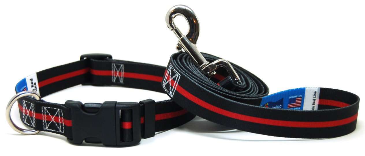 Thin Red Line - Collar & Leash Set