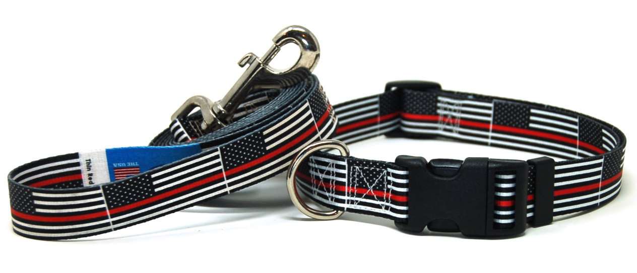 Thin Red Line Flag | Great For National Holidays, Festivals, Parades, Sporting Events, Pride Events | Great For National Holidays, Festivals, Parades, Sporting Events, Pride Events- Collar & Leash Set