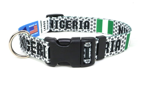 Nigeria  Dog Collar for Soccer Fans | Black or Pink | Quick Release or Martingale Style | Made in NJ, USA