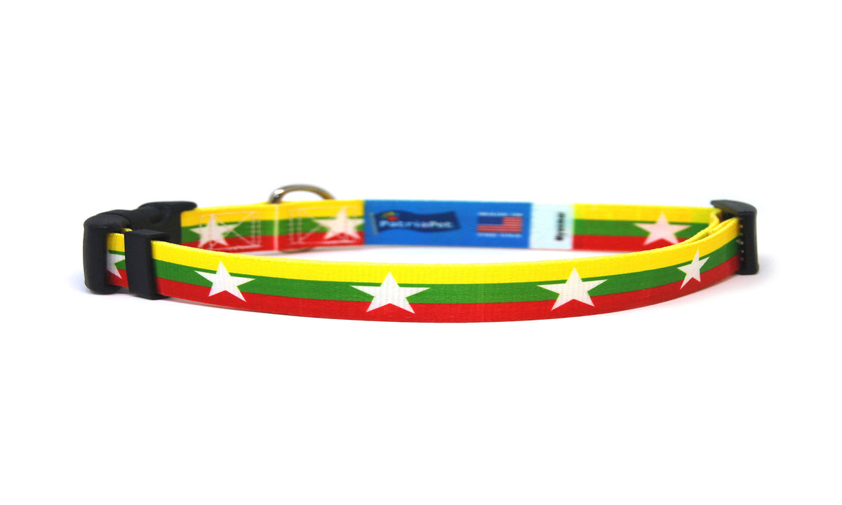Cat Collar with Myanmar Flag | Great For National Holidays, Festivals, Parades, Sporting Events, Pride Events