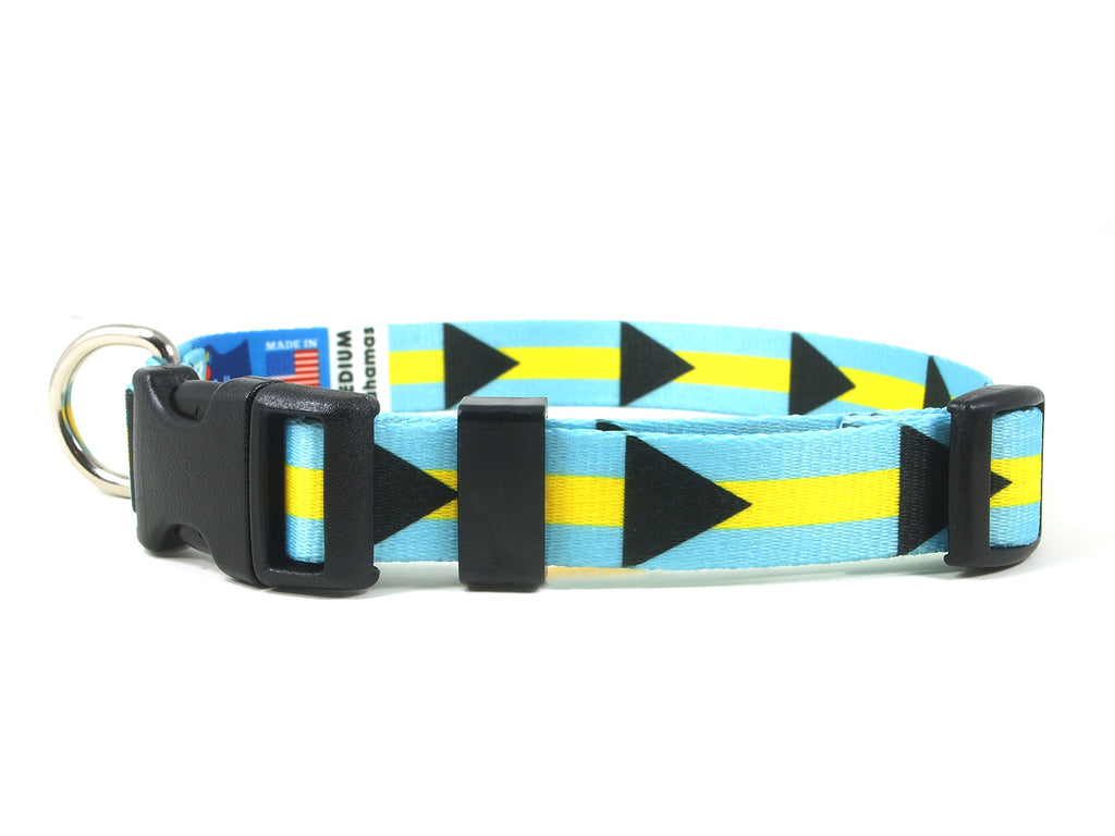 Bahamas Dog Collar | Bahamas Flag | Quick-release or Martingale Style