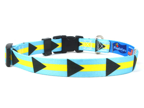 Bahamas Dog Collar | Bahamas Flag | Quick-release or Martingale Style | Made in NJ, USA