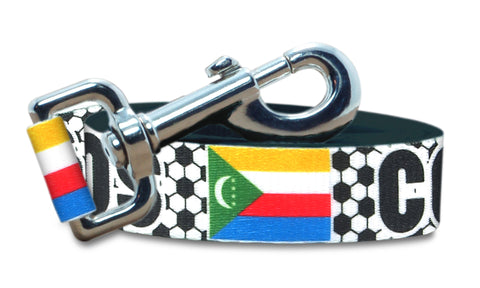 Comoros Dog Leash for Soccer Fans | Black or Pink | 6 or 4 Foot