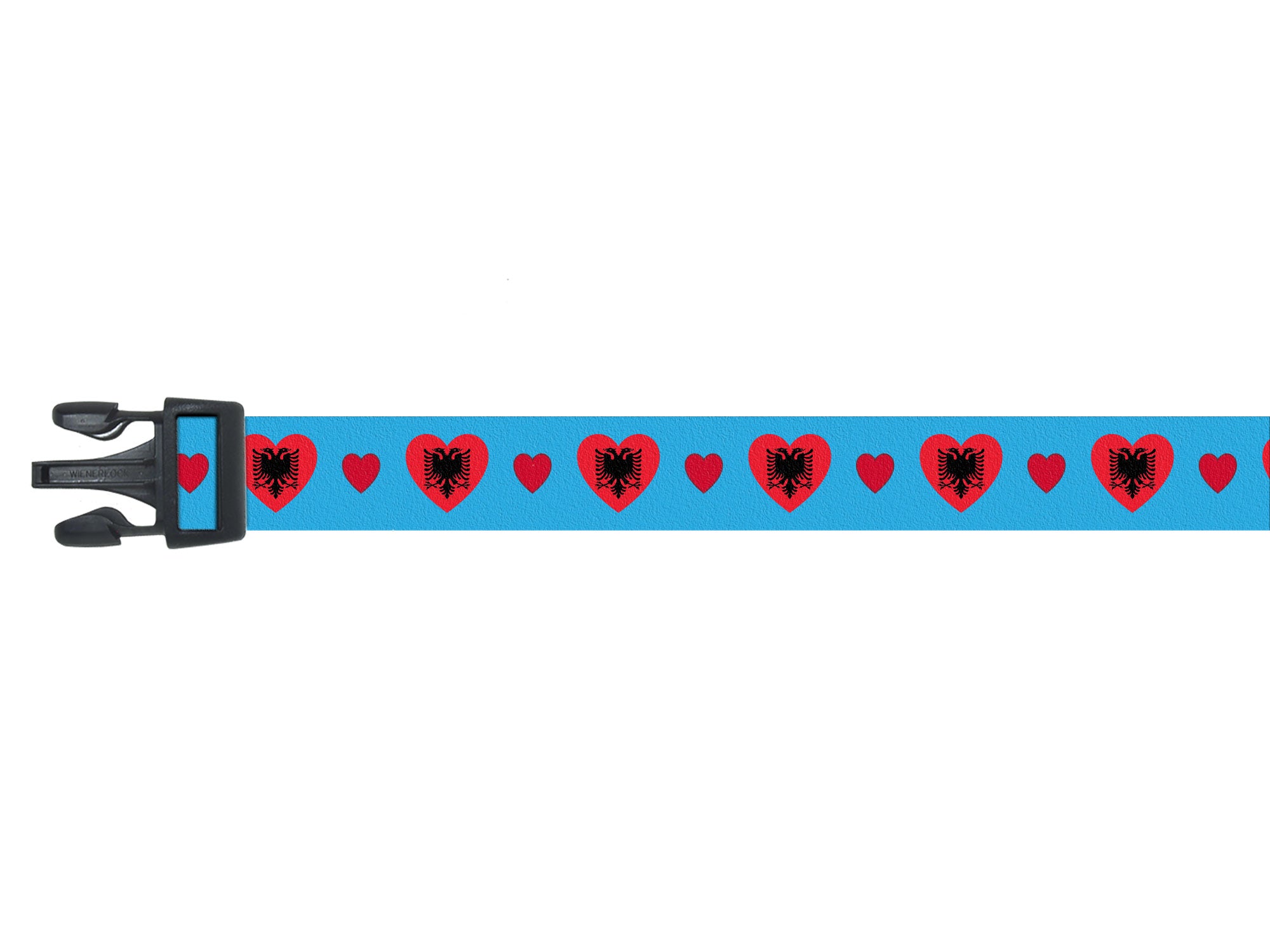 Dog Collar with Albania Hearts Pattern in blue