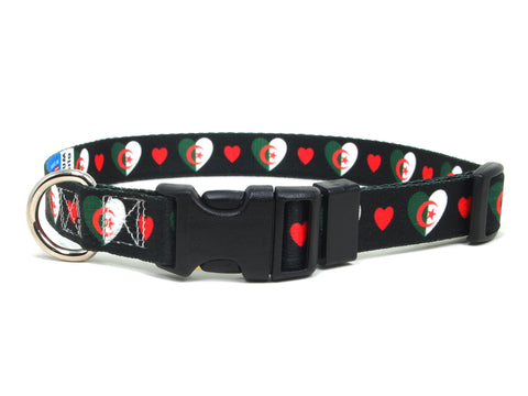 Dog Collar with Algeria Hearts Pattern in black