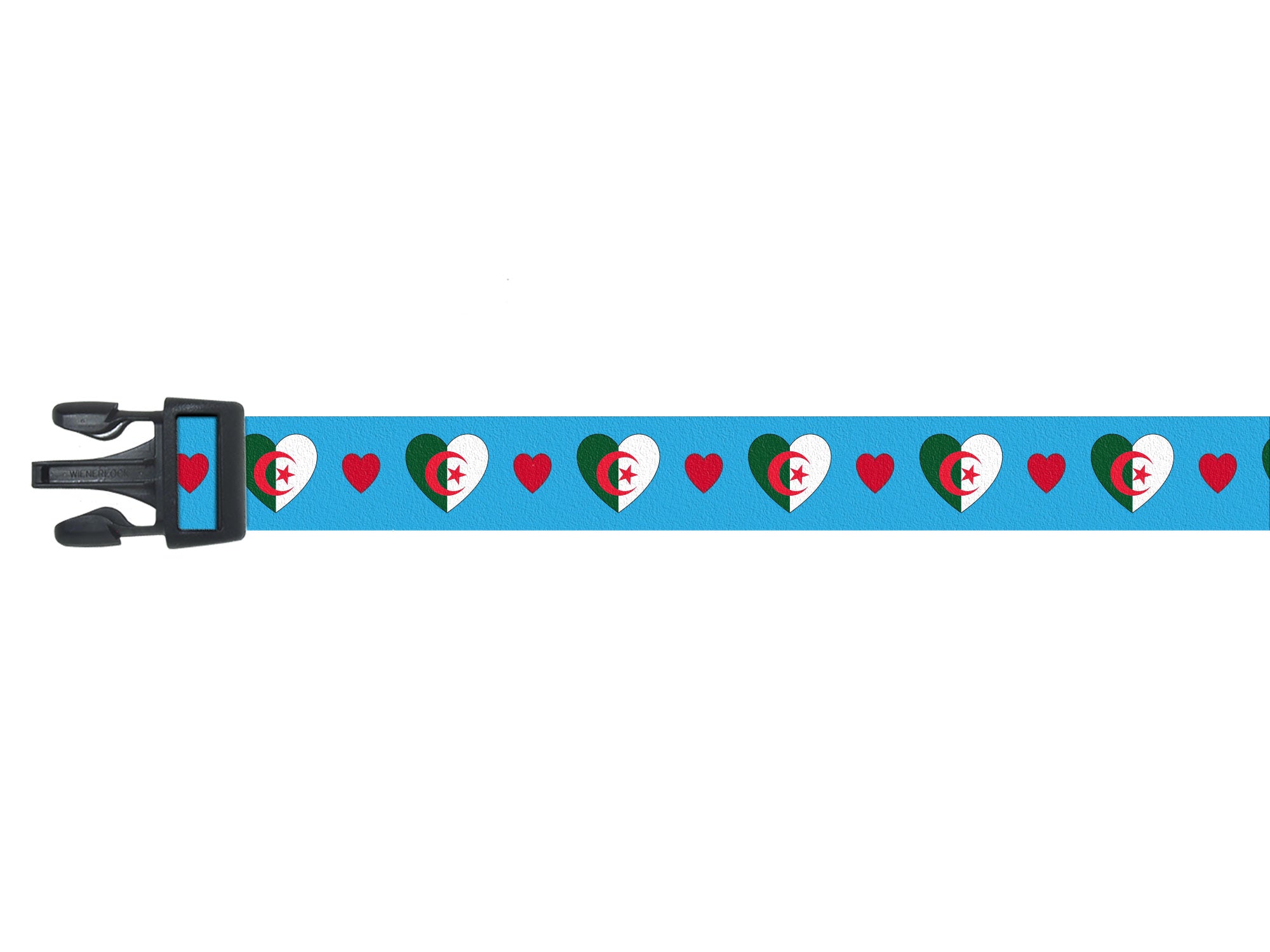 Dog Collar with Algeria Hearts Pattern in blue