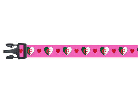 Dog Collar with Algeria Hearts Pattern in pink