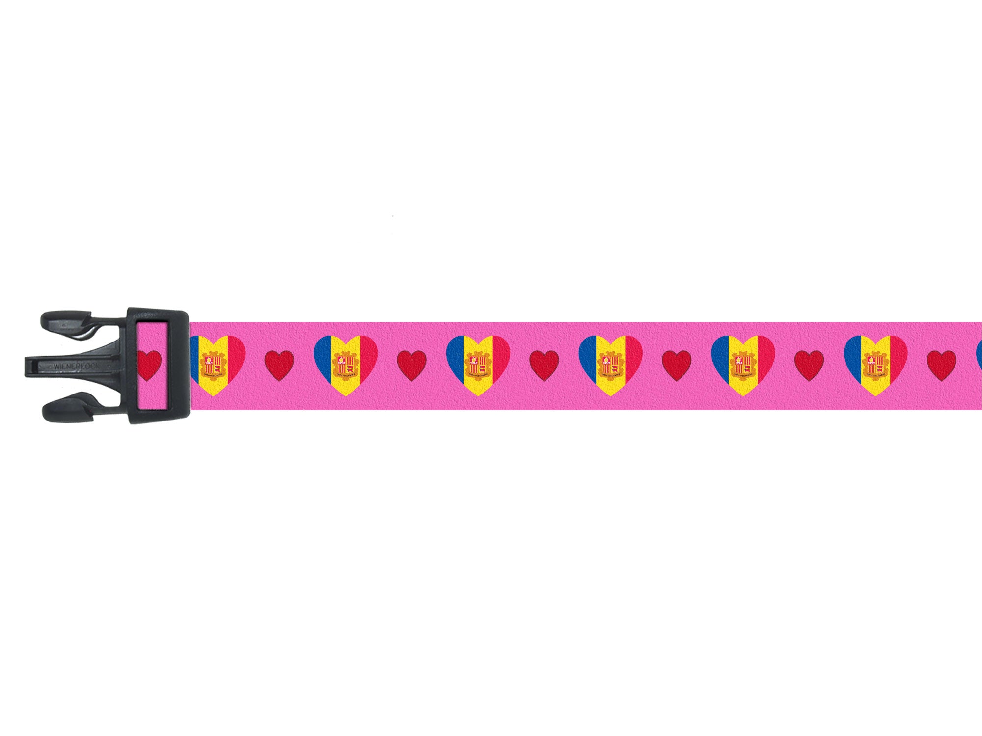 Dog Collar with Andorra Hearts Pattern in pink