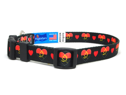 Dog Collar with Angola Hearts Pattern in black