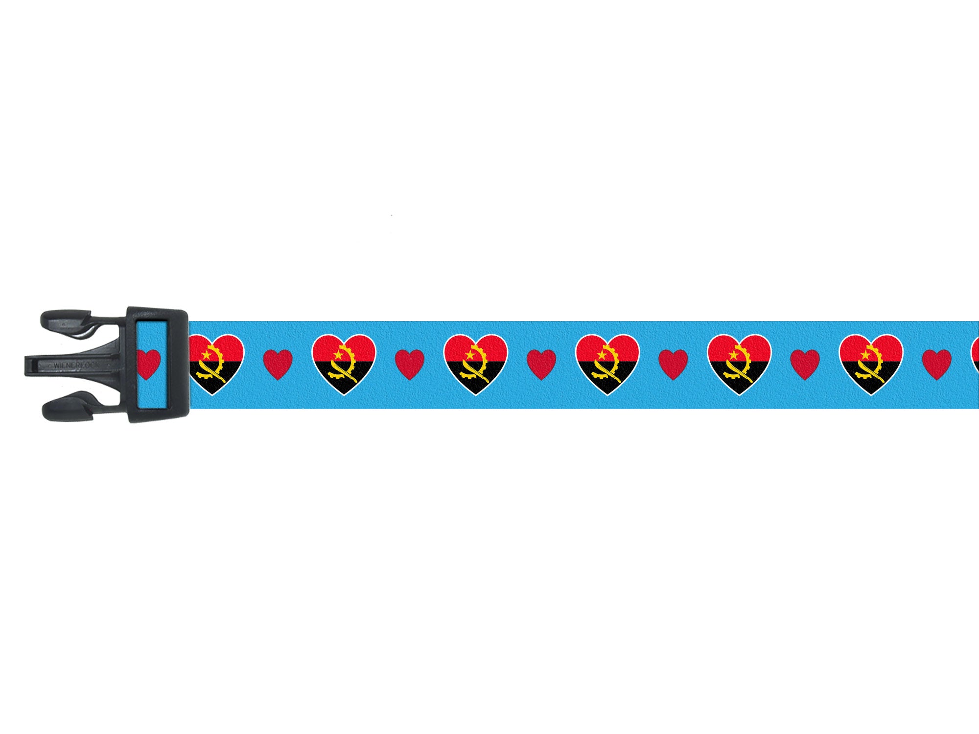 Dog Collar with Angola Hearts Pattern in blue